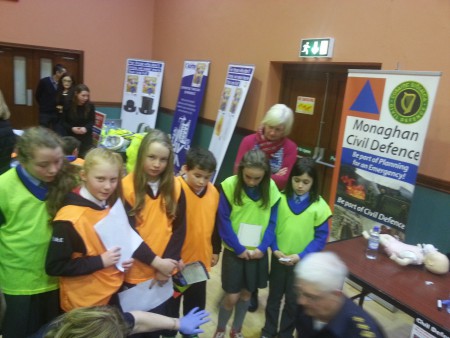 Emma, Alannah and Liam learn CPR from the Civil Defence.
